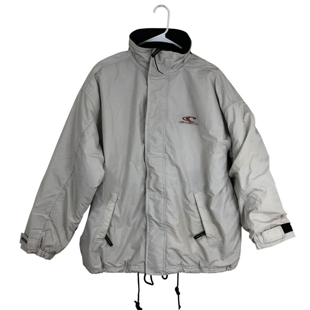 Vintage ONeill Jacket Insulated Windbreaker Black Collar Light Gray Men